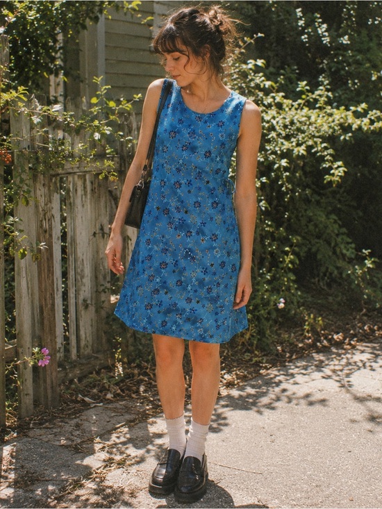 Vintage Dresses & Skirts - Vintage 90s Y2K Sleeveless Mini Dress Rom Com Soft Grunge Vibes Floral Medium
